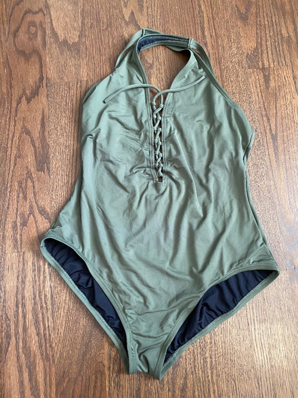 Michael Kors Olive Green Lace Up One Piece Swimsuit Women’s Size 14